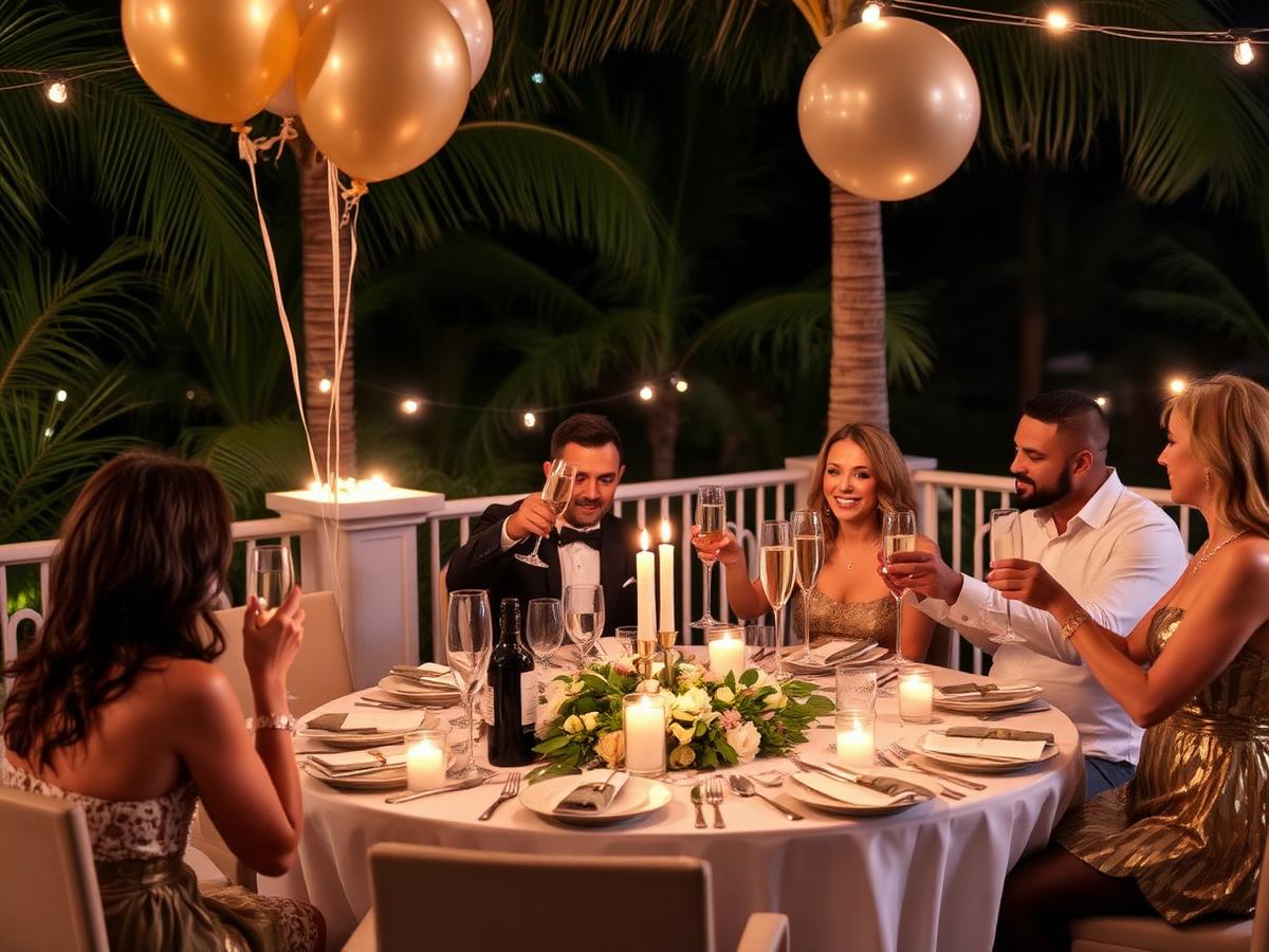 Milestone birthday dinner on a tropical terrace