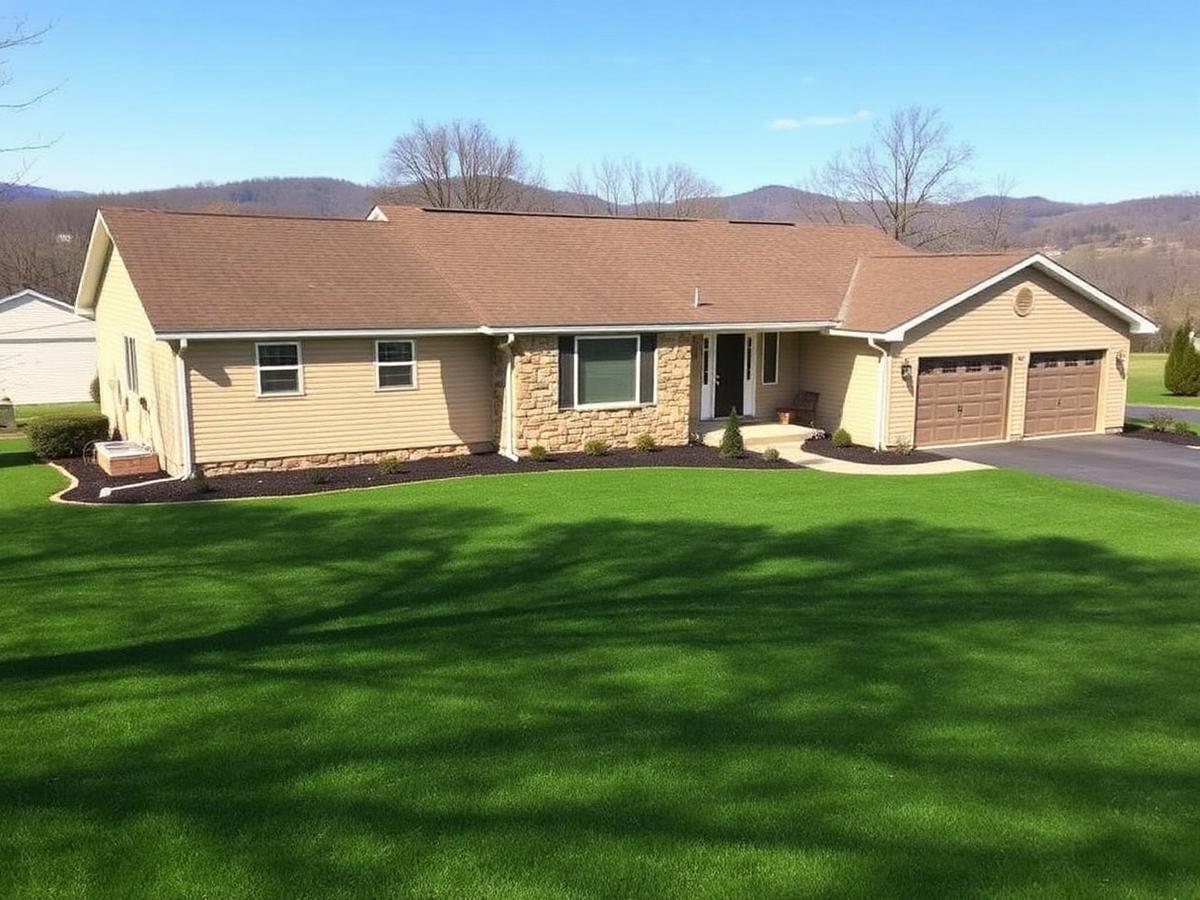 Suburban ranch home with a wide lawn in Washingtonville, Orange County, New York